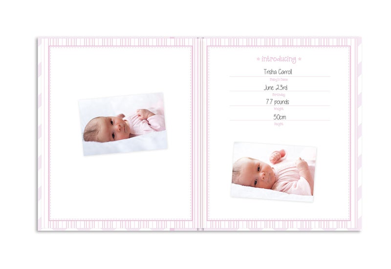 Lil Peach Lil' Peach First 5 Years Chevron Baby Memory Book, Newborn Milestone Keepsake Journal Scrapbook, Gift For New And Expecting Parents, 46 Fill In Pages, Pink - Image 5