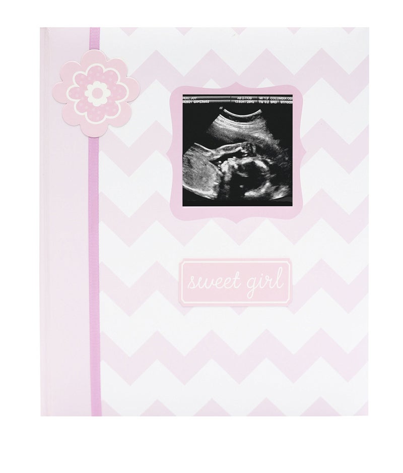 Lil Peach Lil' Peach First 5 Years Chevron Baby Memory Book, Newborn Milestone Keepsake Journal Scrapbook, Gift For New And Expecting Parents, 46 Fill In Pages, Pink - Image 1