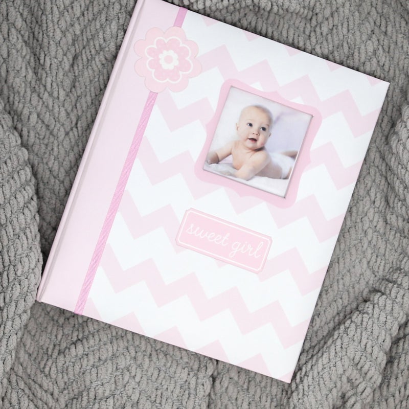 Lil Peach Lil' Peach First 5 Years Chevron Baby Memory Book, Newborn Milestone Keepsake Journal Scrapbook, Gift For New And Expecting Parents, 46 Fill In Pages, Pink - Image 3