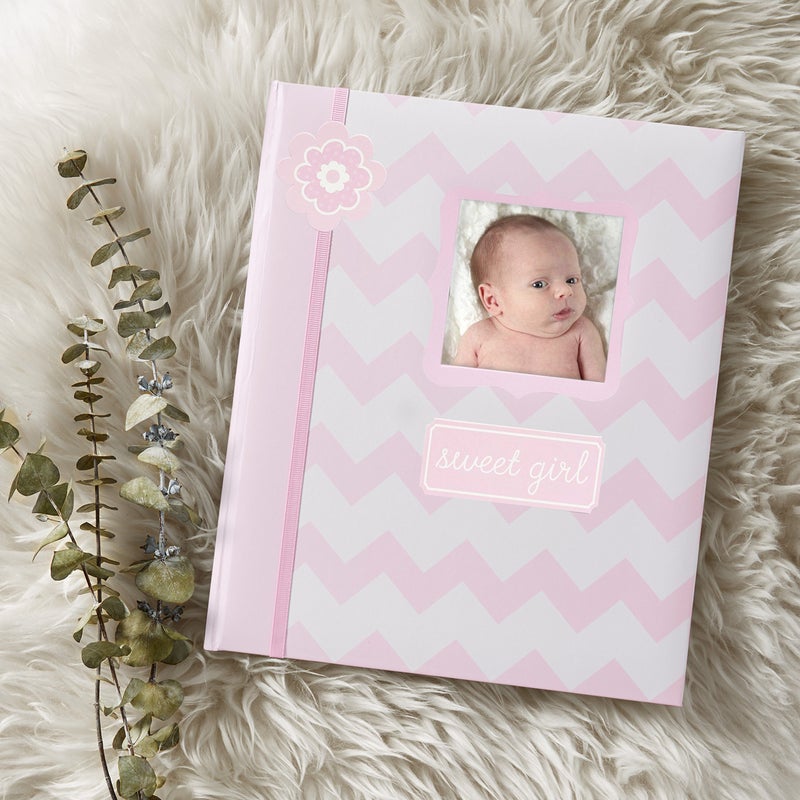 Lil Peach Lil' Peach First 5 Years Chevron Baby Memory Book, Newborn Milestone Keepsake Journal Scrapbook, Gift For New And Expecting Parents, 46 Fill In Pages, Pink - Image 2