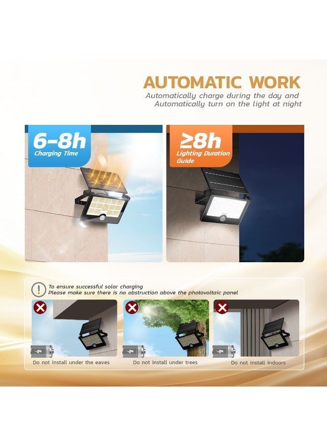 مودي مصباح كشاف شمسي MODI مزود بـ ٢٣٢ مصباح LED بقوة ١٦٠٠ لومن | مصباح أمان خارجي مزود بحساس حركة | إضاءة قابلة لإعادة الشحن ومقاومة للماء للمرآب والفناء والتخييم - Image 5