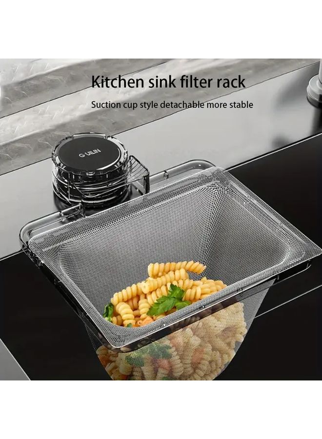 Plastic Sink Filter Rack With Suction Cup Detachable Food Scrap Catcher 50 Mesh Net - Image 2