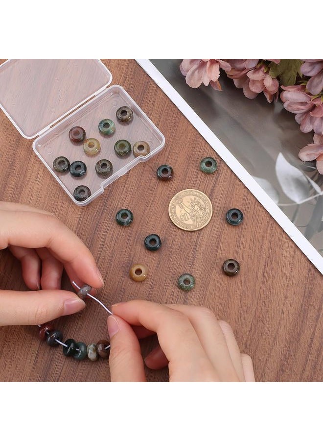 SOFPLATE 1 Box 30Pcs Large Hole Stone Beads 10mm Gemstone Rondelle Bead Bulk Indian Agate Crystal Flat Round Natural Stone Spacer Beads for Beading Bracelets Jewelry Making Necklaces Hair Accessories - Image 3
