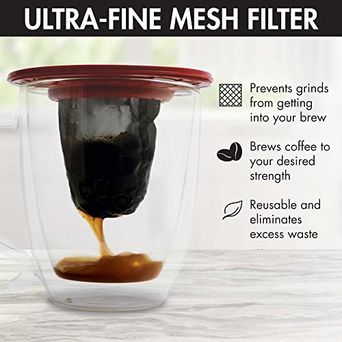 Primula Brew Buddy Portable Pour Over, Reusable Fine Mesh Filter, Dishwasher Safe, Single Serve Coffee or Tea at Any Strength, Ideal for Travel or Camping, Red, 2-Pack - Image 4