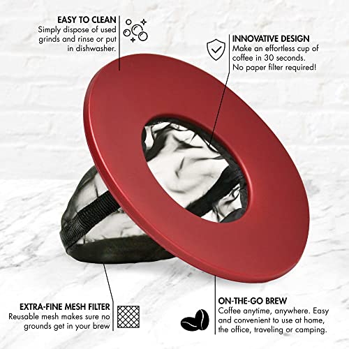 Primula Brew Buddy Portable Pour Over, Reusable Fine Mesh Filter, Dishwasher Safe, Single Serve Coffee or Tea at Any Strength, Ideal for Travel or Camping, Red, 2-Pack - Image 2