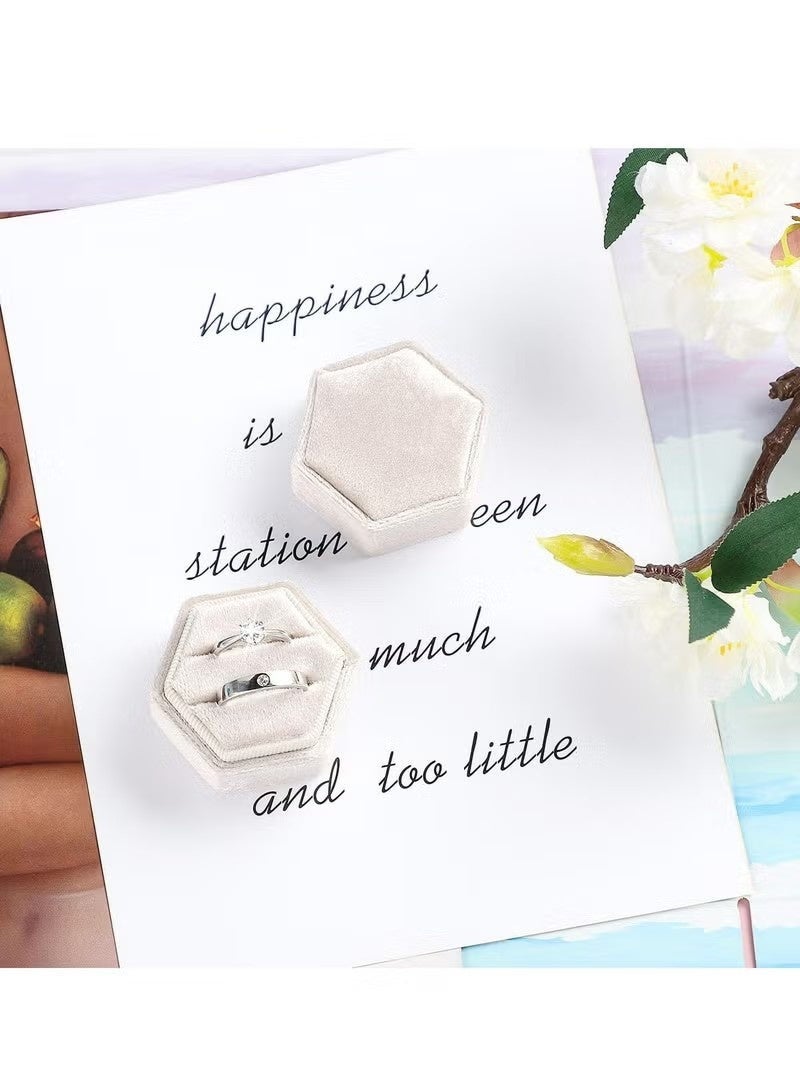 صندوق هدايا مخملي سداسي الشكل بحلقتين مع غطاء قابل للفصل، ممتاز لحفلات الخطوبة والزفاف - Image 5