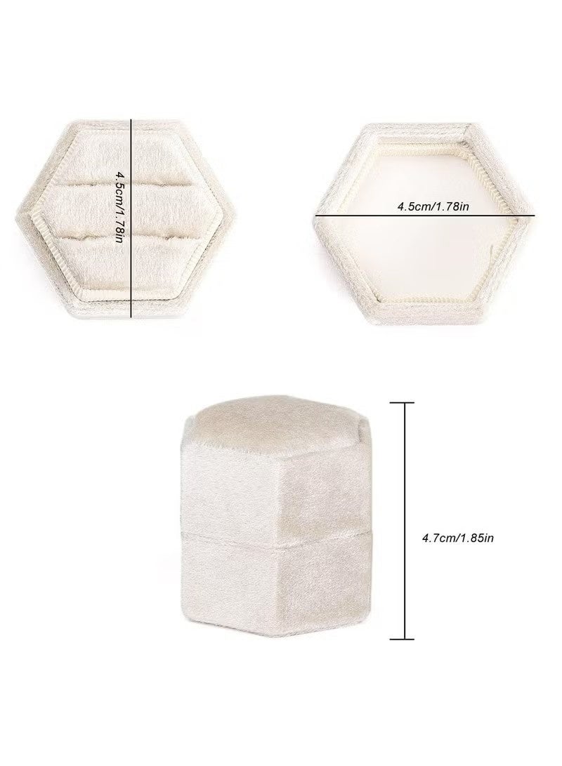 صندوق هدايا مخملي سداسي الشكل بحلقتين مع غطاء قابل للفصل، ممتاز لحفلات الخطوبة والزفاف - Image 4