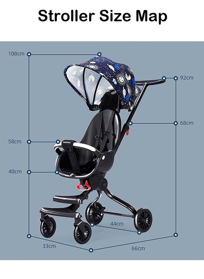 ليموس عربة أطفال خفيفة الوزن قابلة للطي ذات اتجاهين للمشي للأطفال V13 بلون أزرق فلكي - Image 5