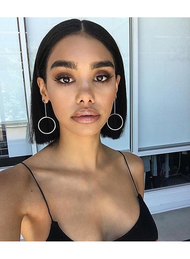 ناكيا باروكة بوب من شعر بشري بدون غراء، باروكة شعر بشري مسبقة النتف 4X4 عالية الدقة بجزء أمامي من الدانتيل بدون غراء، باروكة شعر بشري بكثافة 150%، باروكة بوب قصيرة مستقيمة للنساء ذوات البشرة السمراء (باروكة بوب بدون غراء، 14 بوصة)