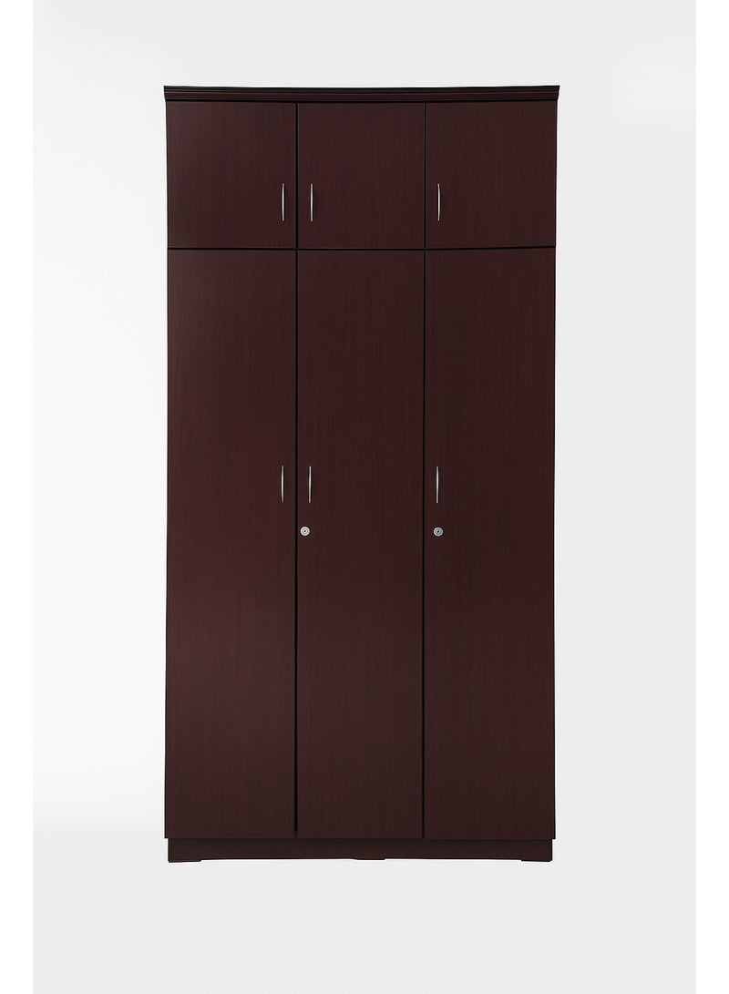KARNAK Max 6-Doors Wooden Wardrobe with Top Cabinet – Mahogany Finish - Image 3