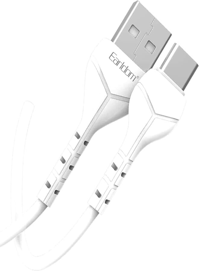 Earldom 1M White USB Type-C Cable - Fast Charging & Data Transfer for Smartphones, Tablets, Laptops & More