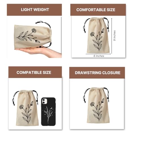 IVILLAGE Premium Reusable & Washable Cotton Fabric Drawstring Travel Pouch/Bag | Elegant Floral Design | Ideal for Earphones, Makeup, Sunglasses, Socks & Toiletries | Pack of 20 - Image 2