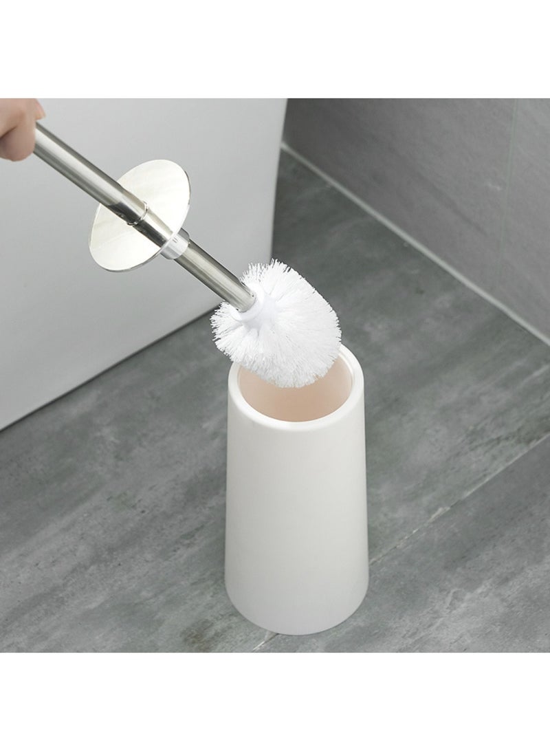 2 Pack Toilet Brush and Holder, Toilet Brush with 304 Stainless Steel Long Handle, Toilet Bowl Brush for Bathroom Toilet, Elegant, Durable ( Matt White) - Image 2