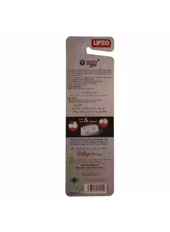 Lipzo Man Pro Soft Toothbrush Breaks All Plaque With Silver Nano Technology- 3pcs - Image 2