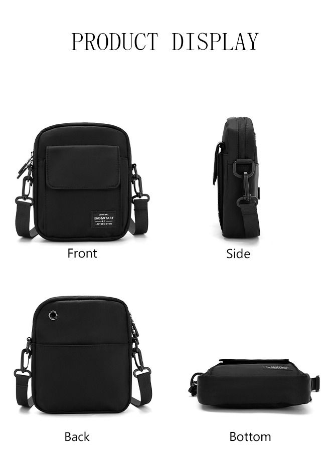 DUNISO Mens Crossbody Bag Shoulder Bag with Adjustable Strap and Top Handle Multi-layer Functional New Trends Fashion Handbag Black  - Image 5