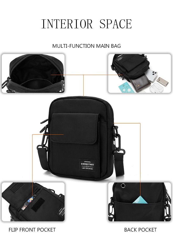 DUNISO Mens Crossbody Bag Shoulder Bag with Adjustable Strap and Top Handle Multi-layer Functional New Trends Fashion Handbag Black  - Image 2