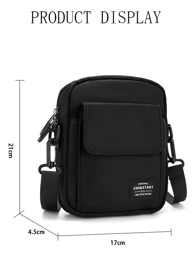 DUNISO Mens Crossbody Bag Shoulder Bag with Adjustable Strap and Top Handle Multi-layer Functional New Trends Fashion Handbag Black  - Image 4