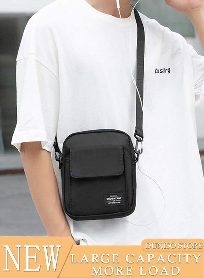 DUNISO Mens Crossbody Bag Shoulder Bag with Adjustable Strap and Top Handle Multi-layer Functional New Trends Fashion Handbag Black  - Image 1