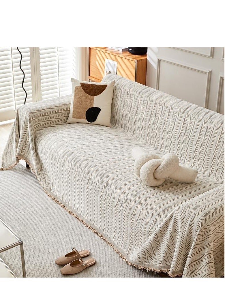 Chenille Sofa Cover - Cat-Proof & Anti-Scratch Couch Protector Slipcover with Tassels | Universal Fit for 1 2 3 4 Seater L U Sofas | Simple Modern Solid Colour Sofa Throw - Image 2