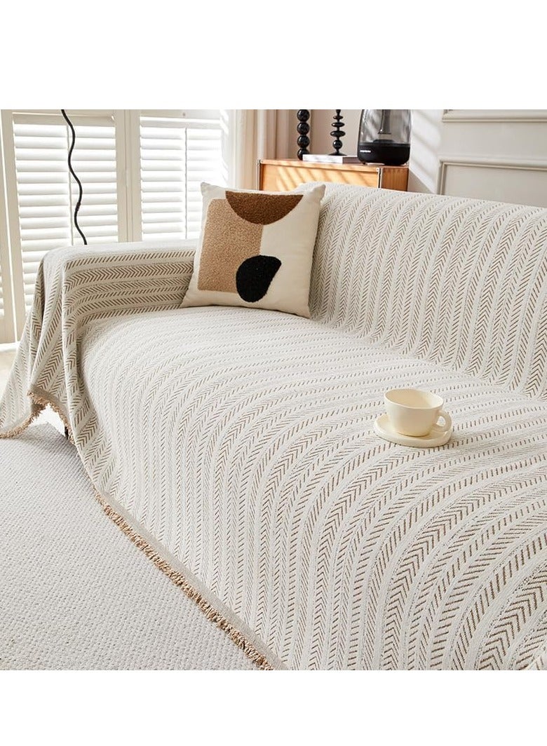 Chenille Sofa Cover - Cat-Proof & Anti-Scratch Couch Protector Slipcover with Tassels | Universal Fit for 1 2 3 4 Seater L U Sofas | Simple Modern Solid Colour Sofa Throw - Image 3