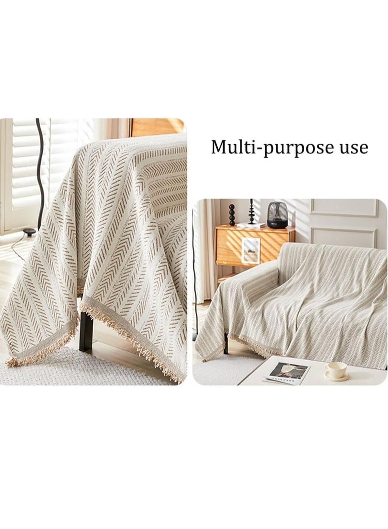 Chenille Sofa Cover - Cat-Proof & Anti-Scratch Couch Protector Slipcover with Tassels | Universal Fit for 1 2 3 4 Seater L U Sofas | Simple Modern Solid Colour Sofa Throw - Image 4