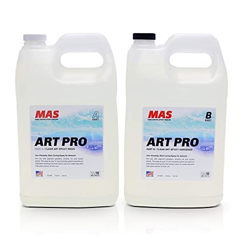 MAS Epoxies Art Pro Epoxy Clear Kit 2-Gallon (1-Gal Resin and 1-Gal Hardener) Low Viscosity and Enhanced UV Resistance, Ideal for Jewelry Making, Flower Preservation, and Other Resin Crafts - Image 1
