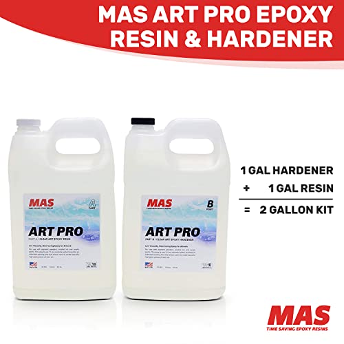 MAS Epoxies Art Pro Epoxy Clear Kit 2-Gallon (1-Gal Resin and 1-Gal Hardener) Low Viscosity and Enhanced UV Resistance, Ideal for Jewelry Making, Flower Preservation, and Other Resin Crafts - Image 2