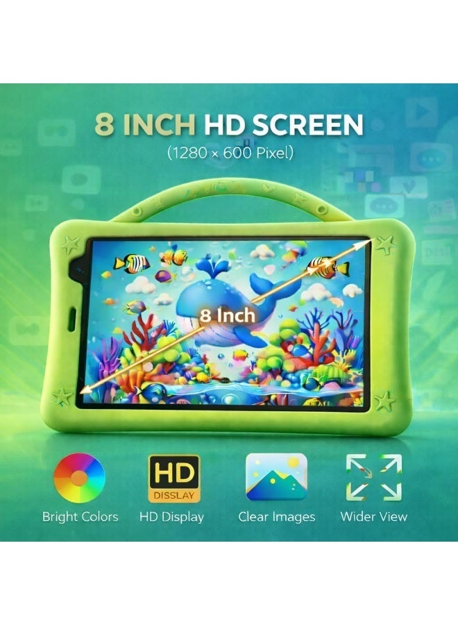 Dmarqa P801 Kids Tablet, 8 Inch HD 1280x800, Android 13, 8GB RAM, 512GB Storage, 5000mAh Battery, 5MP+8MP Camera, Dual SIM, Shockproof EVA Case change to arabic - Image 4