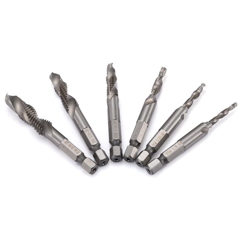 YADAV 6pcs HSS 14 Hex Shank SAE Drill Tap Combination Bit Set Deburr Countersink Bit - Image 2