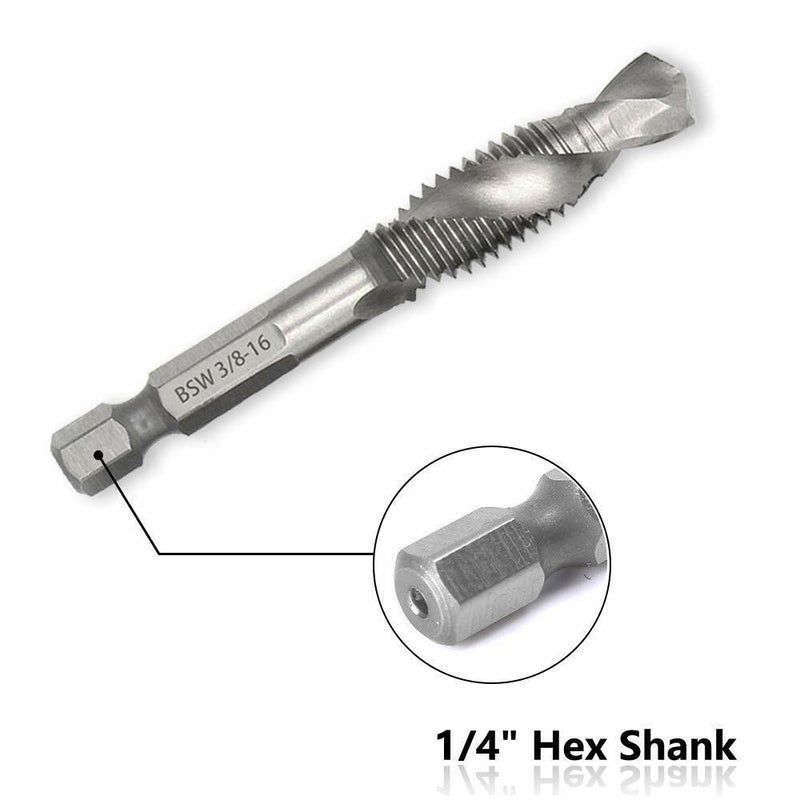 YADAV 6pcs HSS 14 Hex Shank SAE Drill Tap Combination Bit Set Deburr Countersink Bit - Image 5