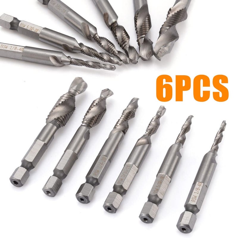 YADAV 6pcs HSS 14 Hex Shank SAE Drill Tap Combination Bit Set Deburr Countersink Bit - Image 3