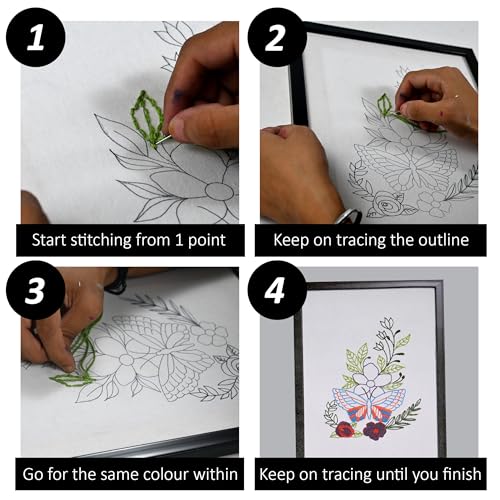 picknMAKE Cotton Framed Embroidery Kit for Beginners,Cross Stitch Embroidery Kit,Hand Embroidery Kit for Adults,DIY Home Decor Items for Living Room,All Material Included,Multicolor - Image 4