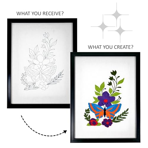 picknMAKE Cotton Framed Embroidery Kit for Beginners,Cross Stitch Embroidery Kit,Hand Embroidery Kit for Adults,DIY Home Decor Items for Living Room,All Material Included,Multicolor - Image 2