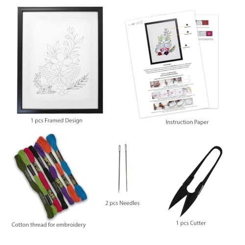 picknMAKE Cotton Framed Embroidery Kit for Beginners,Cross Stitch Embroidery Kit,Hand Embroidery Kit for Adults,DIY Home Decor Items for Living Room,All Material Included,Multicolor - Image 3
