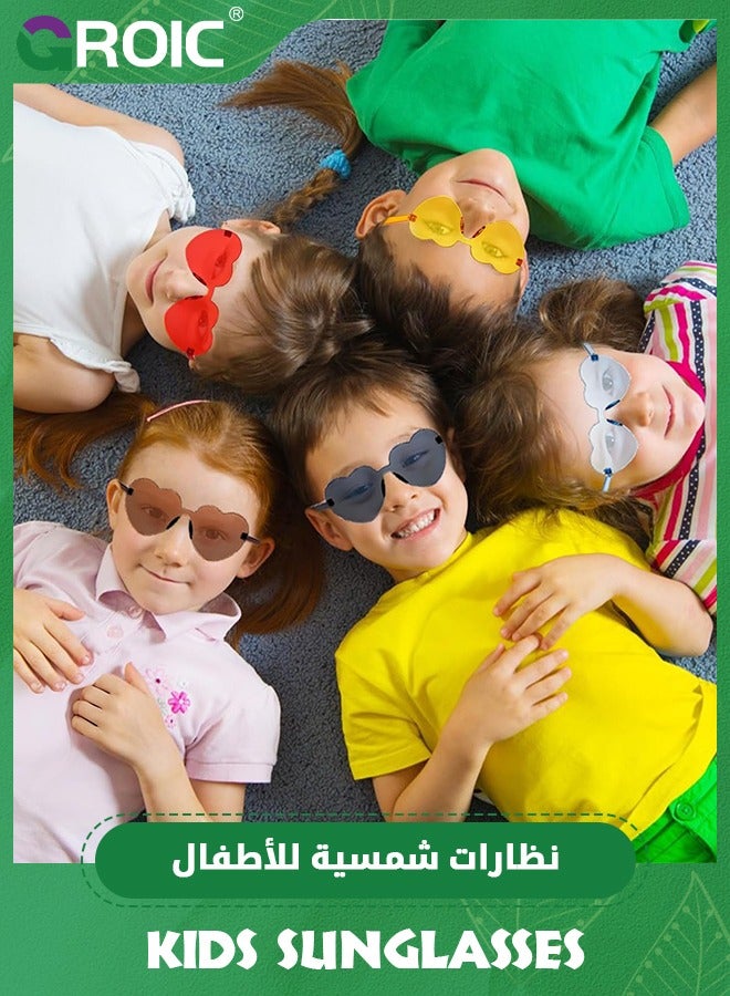 GROIC 20 زوجًا من النظارات الشمسية على شكل قلب للأطفال، نظارات شمسية ملونة على شكل قلب، نظارات شمسية للأطفال هدايا حفلات للأولاد والبنات، لوازم الحفلات، حقيبة هدايا حفلات أعياد الميلاد على الشاطئ وحمام السباحة - Image 5