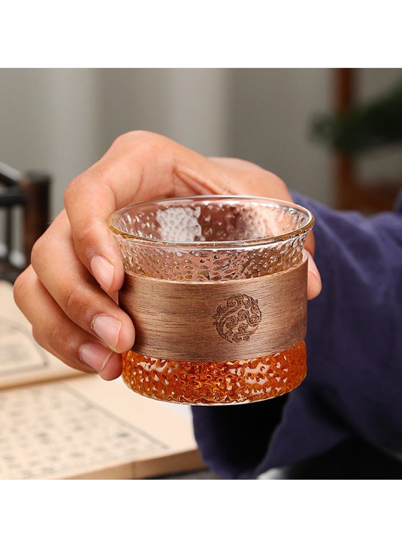 TDAO Lightweight High Boron Glass Tea Cup Set 6 Pack with Removable Wooden Sleeve 170ml Anti Scalding Coffee Mug for Daily Use Home Office Everyday Drinkware - Image 4