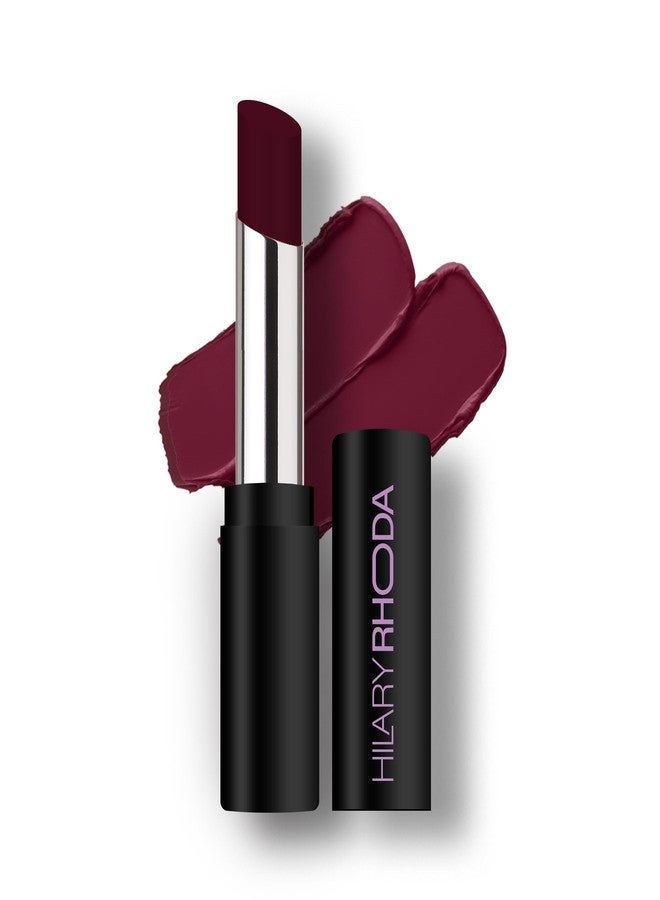 Hilary Rhoda Power Stay NonTransfer Lipstick | Matte Finish | Infused with Vitamin E & Shea Butter | Lightweight & Highly Pigmented | Glides Easily & Smudge-Proof |3.2g (Royal Maroon - Shade 18) - Image 1