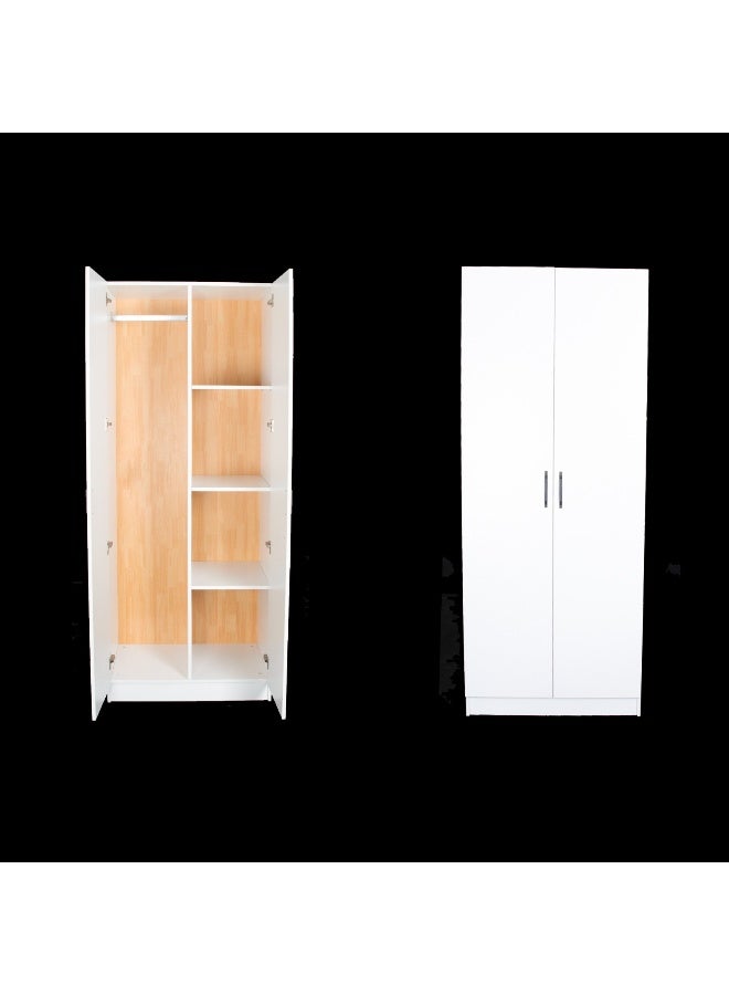 السعادة هوم  دولاب ملابس خشبي بـ 2 أبواب وتصميم مودرن مدمج - 80×54×200 سم - Image 3