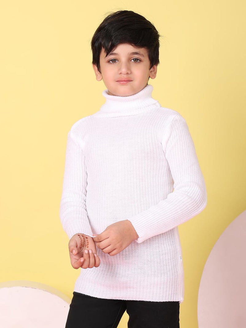 superminis Pack of 2 Boys Wollen High Neck Full Sleeve Sweater Winter Skivy for Kids (4-5 Years, Black White) - Image 5