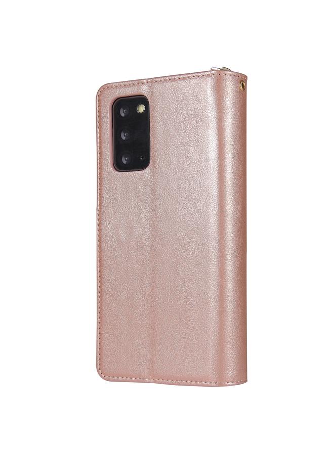 اس-توب جراب لهاتف Samsung Galaxy Note20 Ultra، حقيبة محفظة بسحاب، جراب جلدي PU قلاب أفقي مع حامل و9 فتحات للبطاقات ومحفظة وحبل وإطار صورة - Image 3