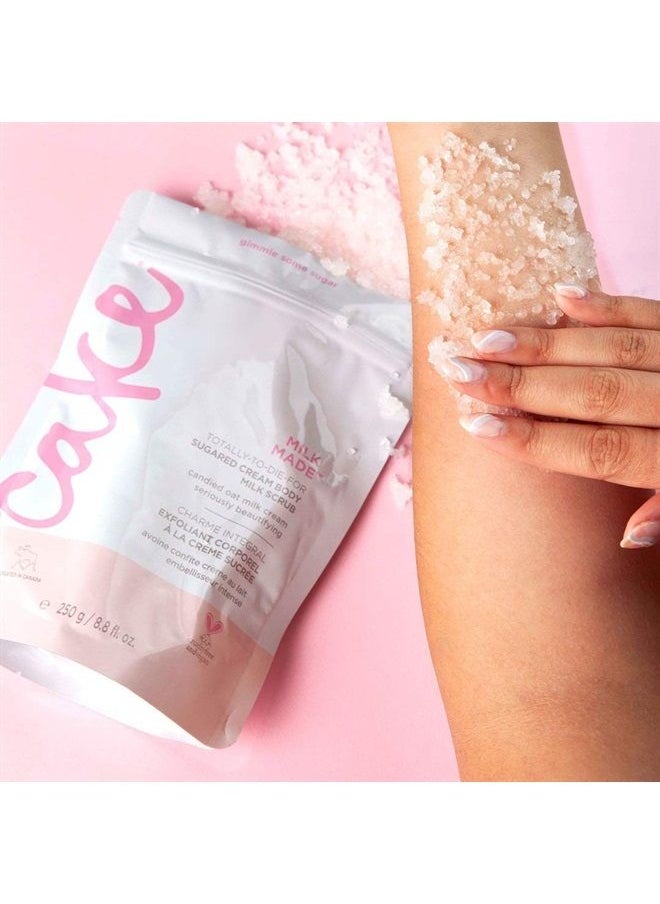 Cake Beauty - Milk Made Vegan Body Sugar Scrub- Shea Butter, Candied Oat Milk & Marshmallow Root Extract - Gentle Exfoliating Hand, Leg, Foot & Body Sugar Soap Scrub & Moisturizing Shower Wash for Women - Image 1