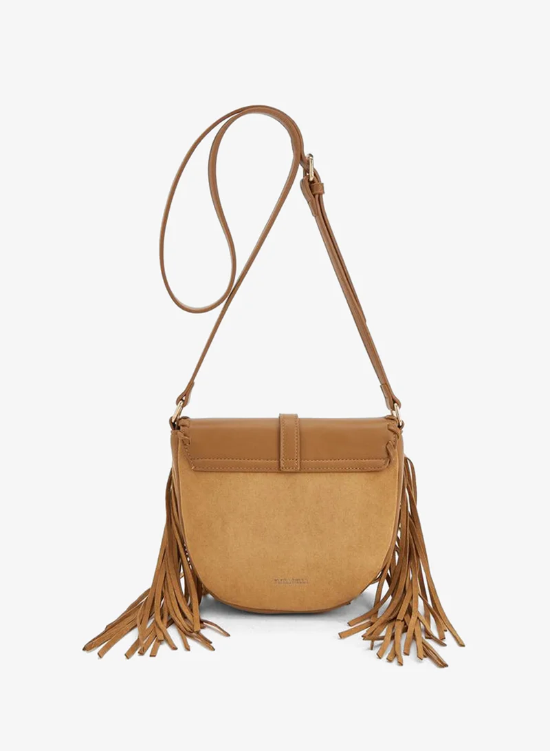 Flora Bella By Shoexpress Camel Fringe Detail Crossbody Bag With Adjustable Strap for Women | Best Price UAE