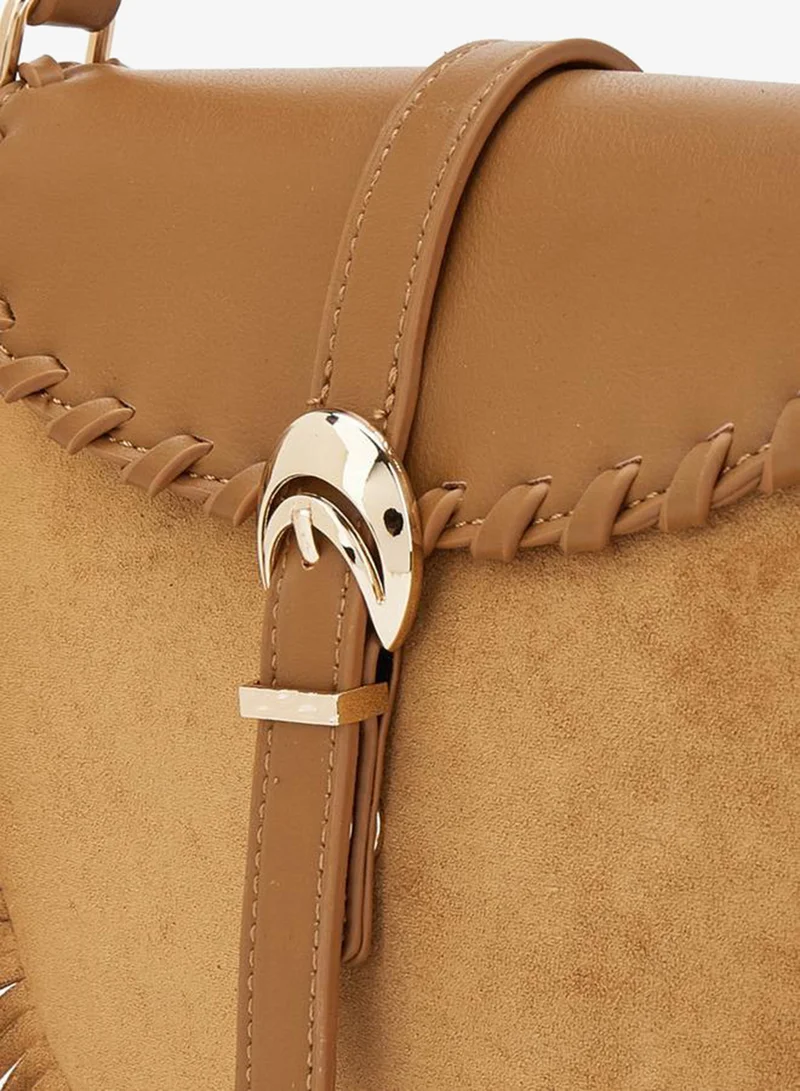 Flora Bella By Shoexpress Camel Fringe Detail Crossbody Bag With Adjustable Strap for Women | Best Price UAE