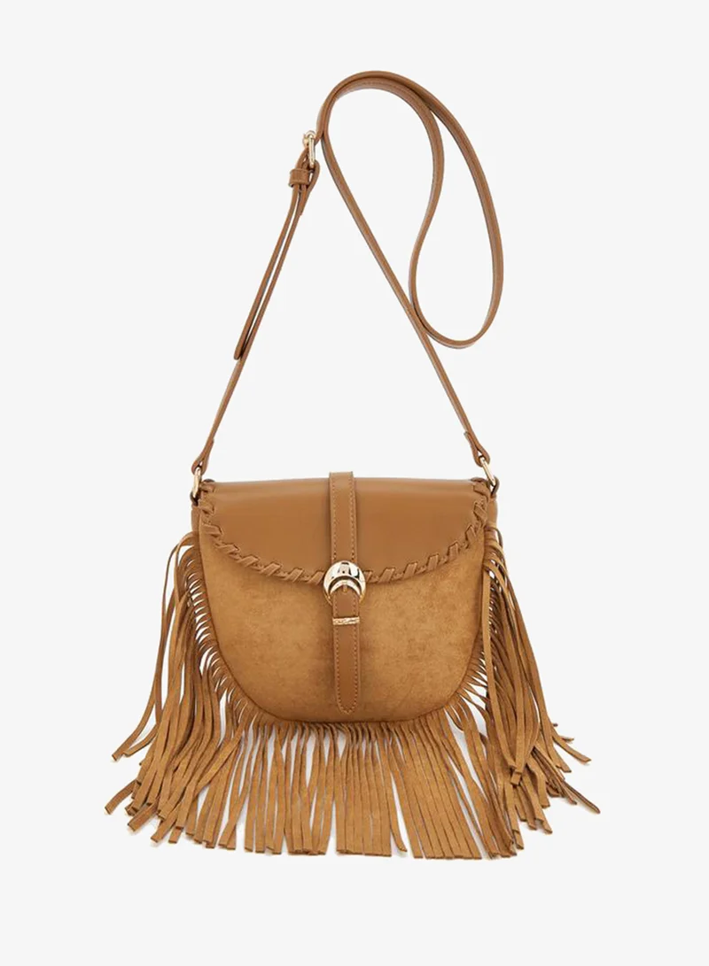 Fringe Detail Crossbody Bag With Adjustable Strap