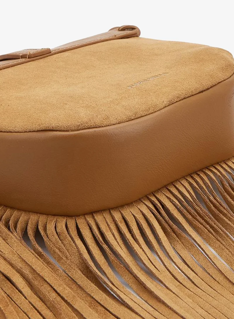 Flora Bella By Shoexpress Camel Fringe Detail Crossbody Bag With Adjustable Strap for Women | Best Price UAE
