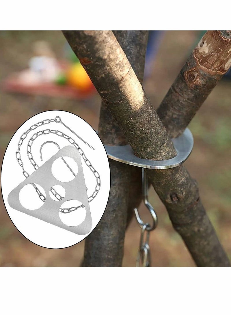 Excefore Camping Tripod Board,Turn Branches into Campfire Tripod, Stainless Steel Campfire Support Plate with Adjustable Chain for Hanging Cookware, Perfect Accessories for Outdoor Cooking - Image 2
