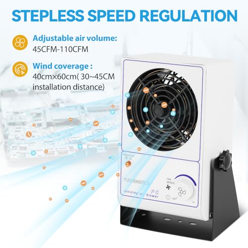 YUCHENGTECH Ionizing Air Blower Static Eliminator Fan Desktop Ionizer Air Blower with Detachable Cord ESD Ionizer Electrostatic Discharge Fan 110V - Image 3