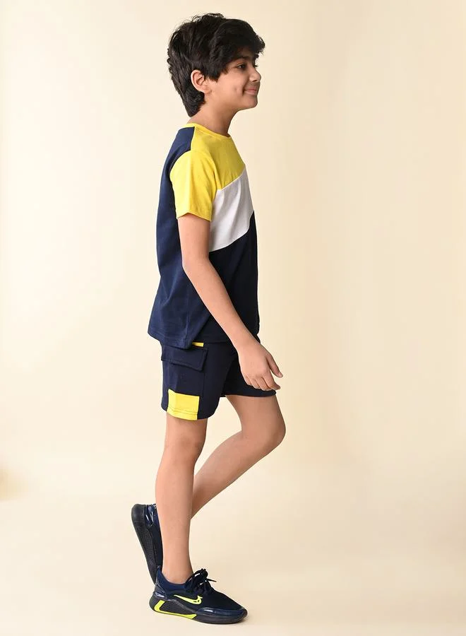 LILPICKS Color Block T-Shirt and Shorts Set