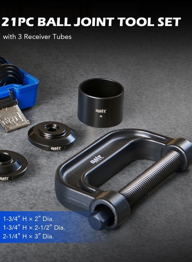 Orion Motor Tech طقم أدوات ضغط كرات المفاصل ومزيل المفاصل U - 21 قطعة - طقم إزالة كرات المفاصل العلوية والسفلية لخدمة كرات المفاصل مع C-Press - Image 2