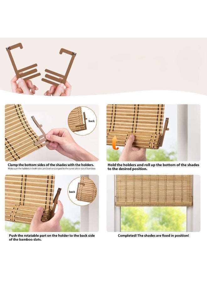 No Tools No Drill Bamboo Roller Shades, Cordless Bamboo Blinds, Light Filtering Bamboo Roll Up Blinds for Windows, Wood Window Blinds (Size : A) - Image 4